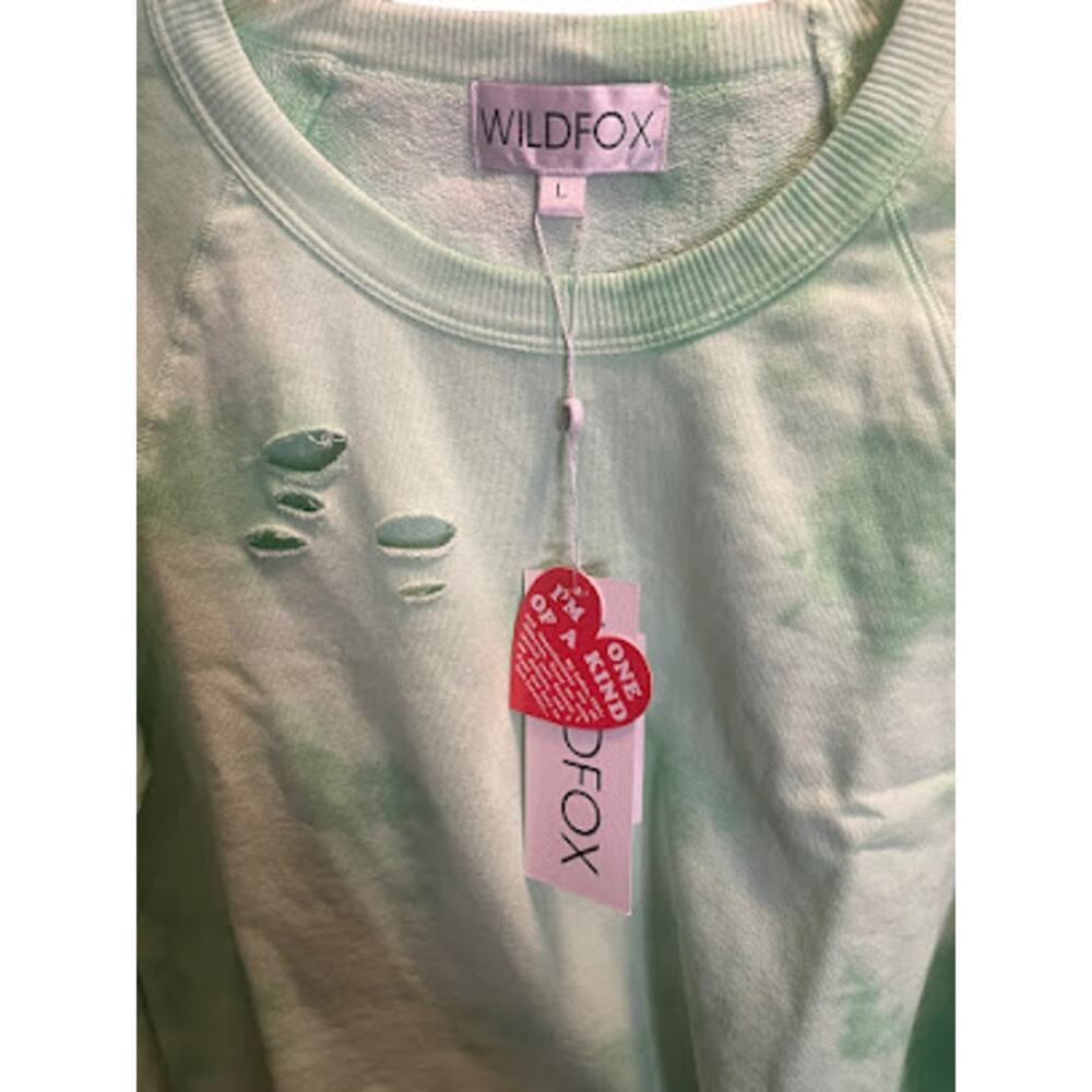 Wildfox Plasma World Tour Slash Tie Dye Crop Sweat Shirt Size Large NWT‎ - Picture 2 of 4